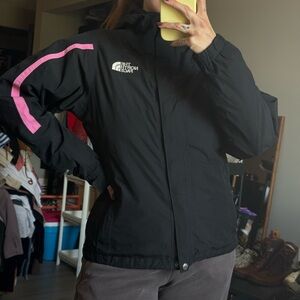 The North Face Black Jacket with Pink Stripes